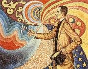 Paul Signac Portrait of Felix Feneon in Front of an Enamel of a Rhythmic Background of Measures and Angles oil on canvas